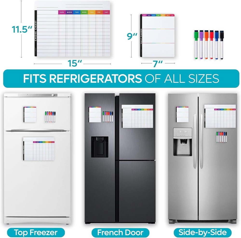 Multi-User Magnetic Whiteboard & Chore Chart Set - Bring Fun to Responsibility