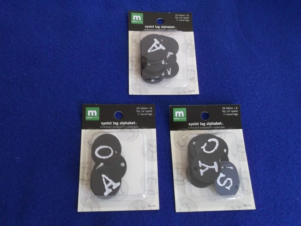 @ Eyelet Tags ~ ((3)) Complete Alphabet Packs ~ New in Package