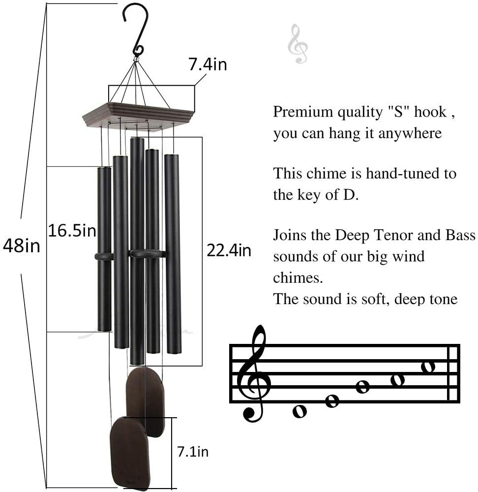 LARGE 48" Metal Tube Deep Tone Resonant Bass Sound CHURCH Bell Wind chime