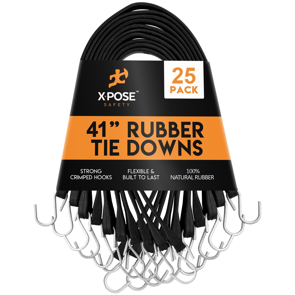 Rubber Bungee Cords with Hooks 25 Pack 41 Inch (66” Max Stretch)