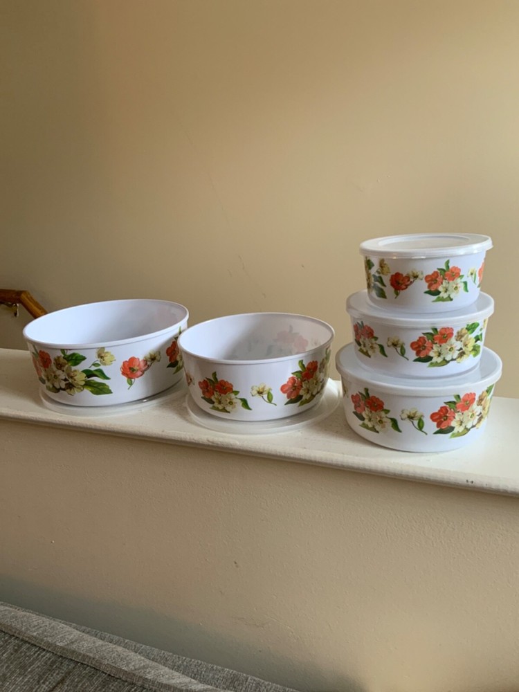 Floral Melamine storage bowls vintage