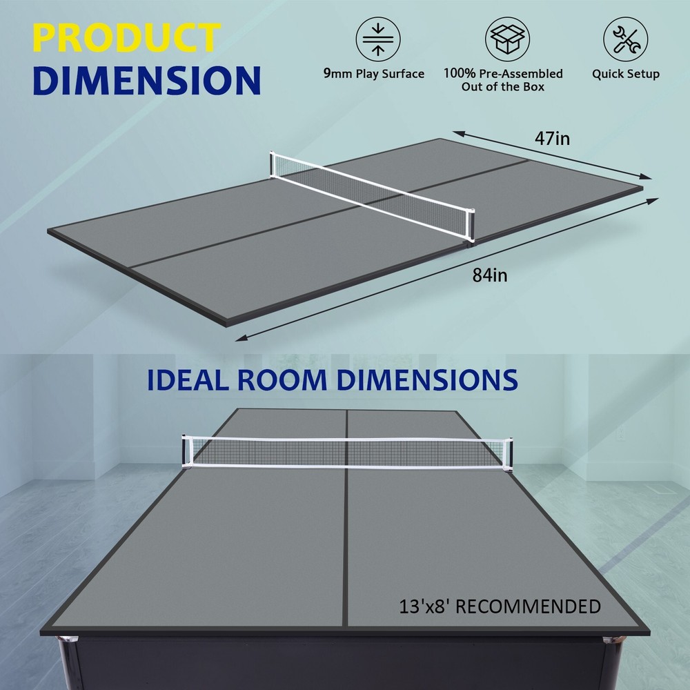 Ping Pong/ Table Tennis Conversion Top 7'X4' Foldable Ping Pong Table Topper