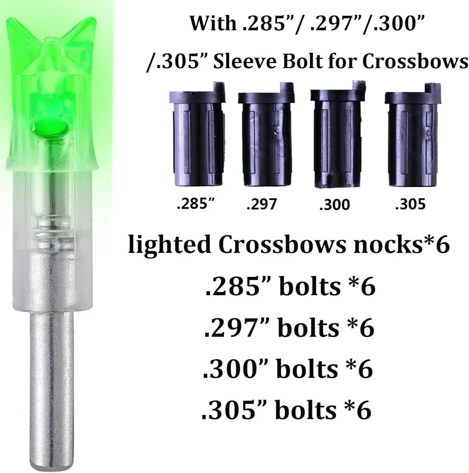 Crossbow Lighted Nocks for Bolts LED Compatibility 6 Pack