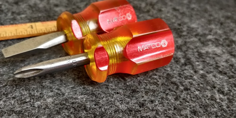 Vintage Matco Tools Stubby Screwdriver SET SDP81P2 #2 Phillips + SDP81 Slotted