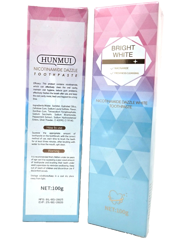 2 Pack - Nicotinamide Dazzle Toothpaste - Bright Dazzle White 3.5 oz