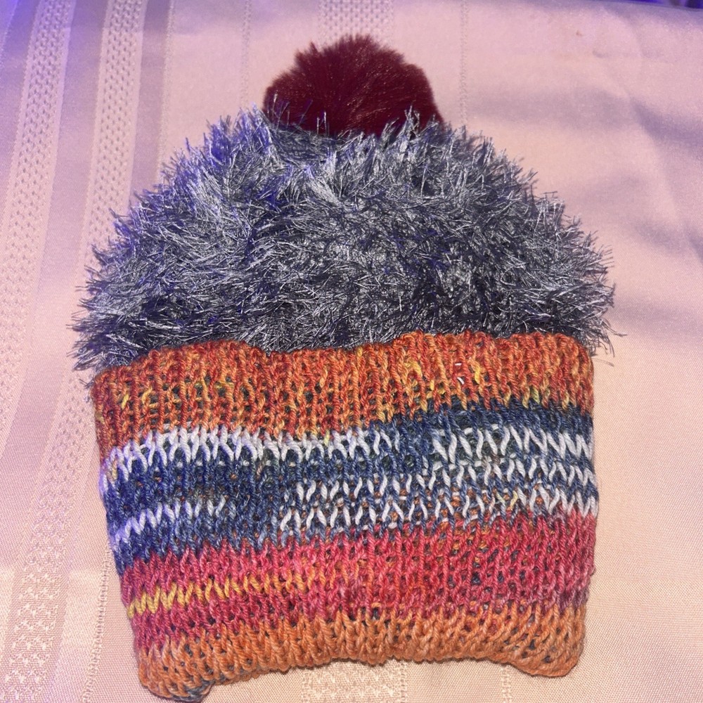 Hand Crocheted Beanie Hat with bee patch