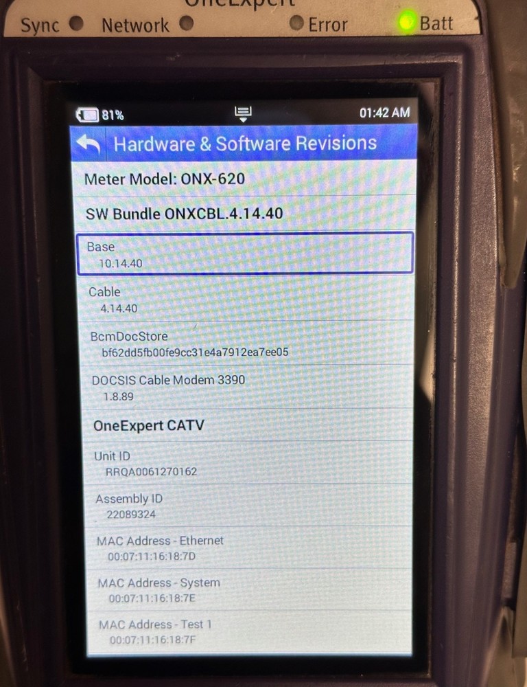 Viavi OneExpert CATV ONX-620 Cable Tester w/ PSU