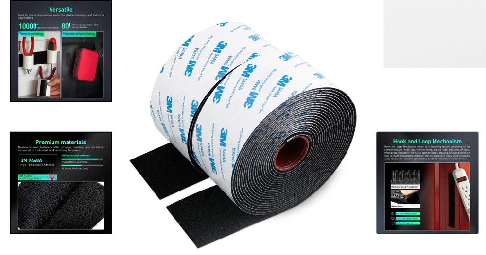 Durable 3M Hook and Loop Tape - 16.5ft x 2" for Indoor & Outdoor Projects
