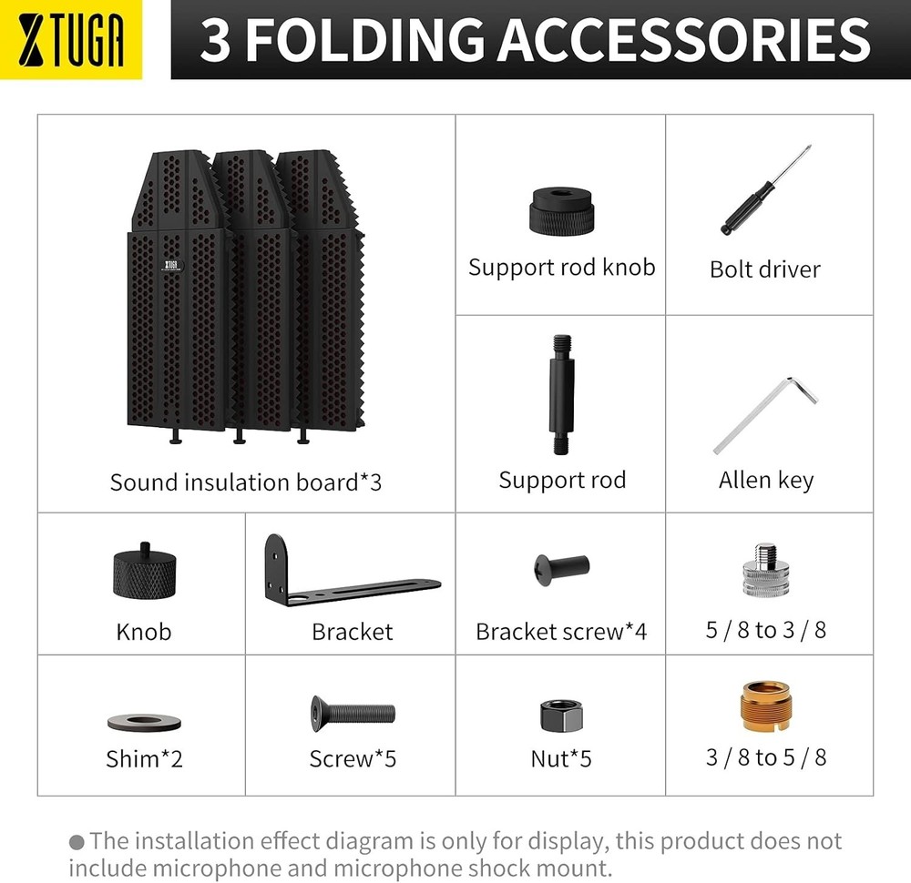 Noise Reducing Microphone Shield - Portable Vocal Booth with 5 Panels