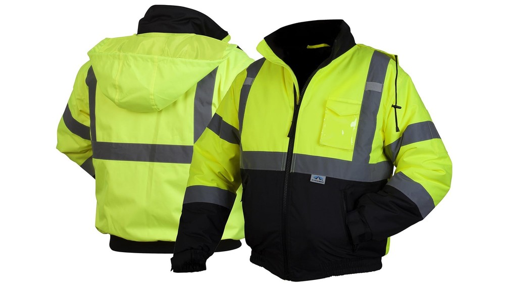 Hi Vis Lime Safety Jacket Weatherproof Polyester Class 3 with Reflective Tape