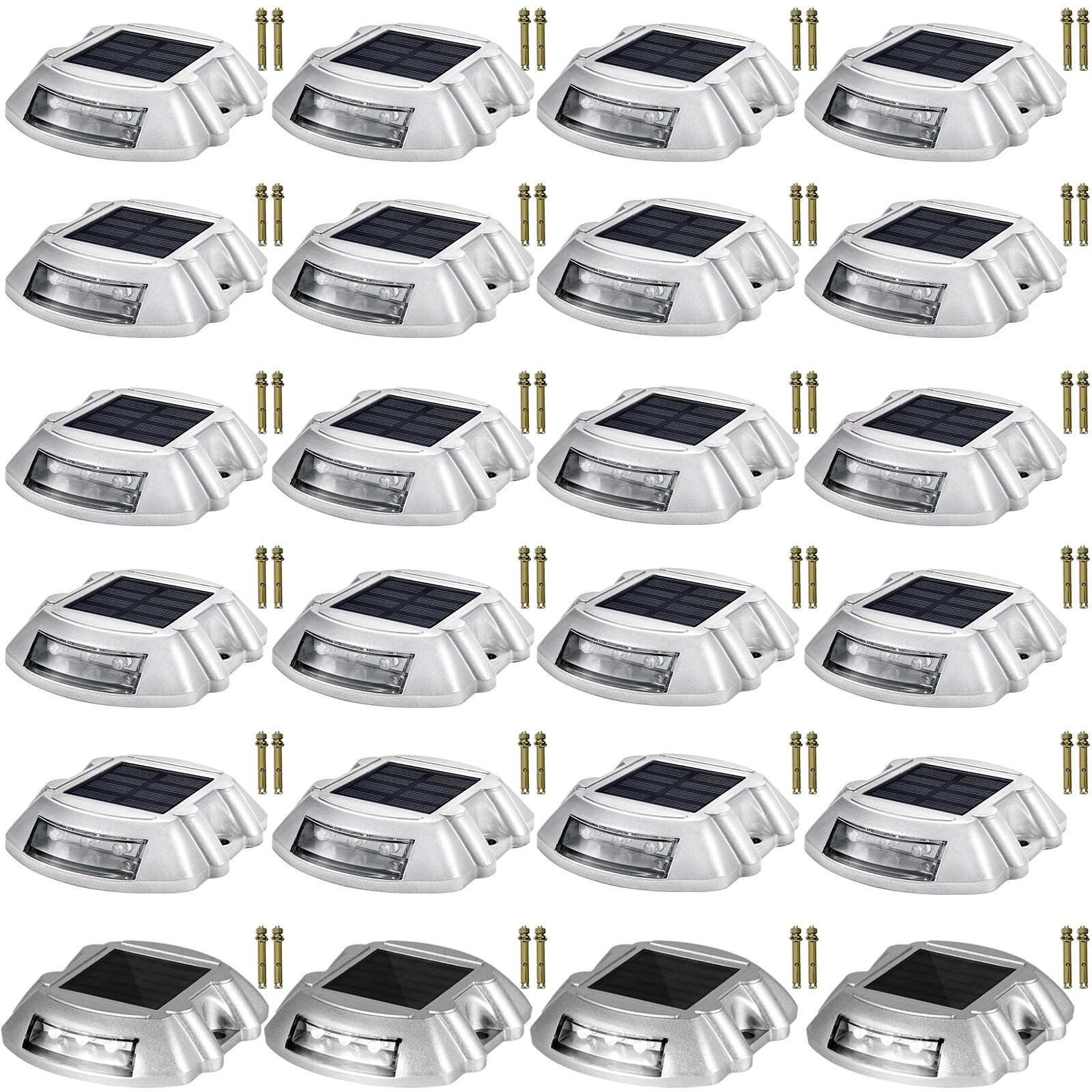 Driveway Lights, Solar Driveway Lights 24-Pack, Dock Lights with Switch in White