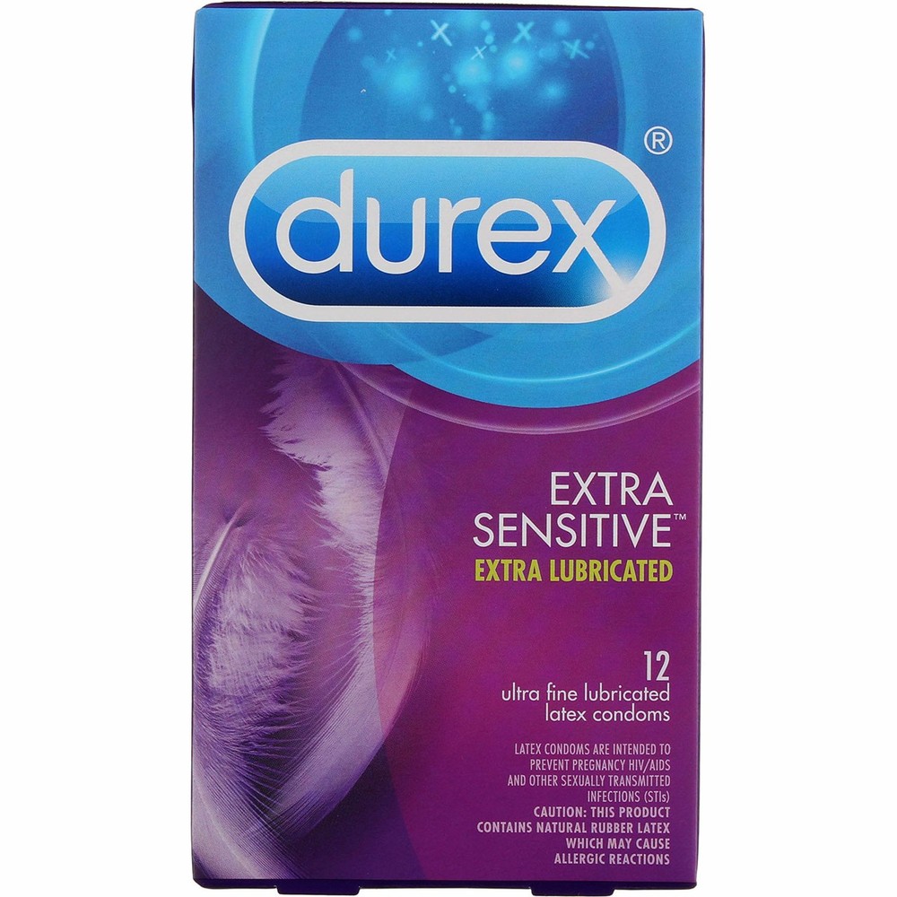 4 Pack Durex Extra Sensitive Extra Lubricated Latex Condoms, 12 Ct