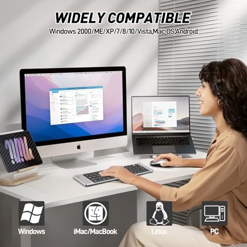 Mini Rechargeable Foldable Bluetooth Keyboard and Mouse Combo, Portable grey