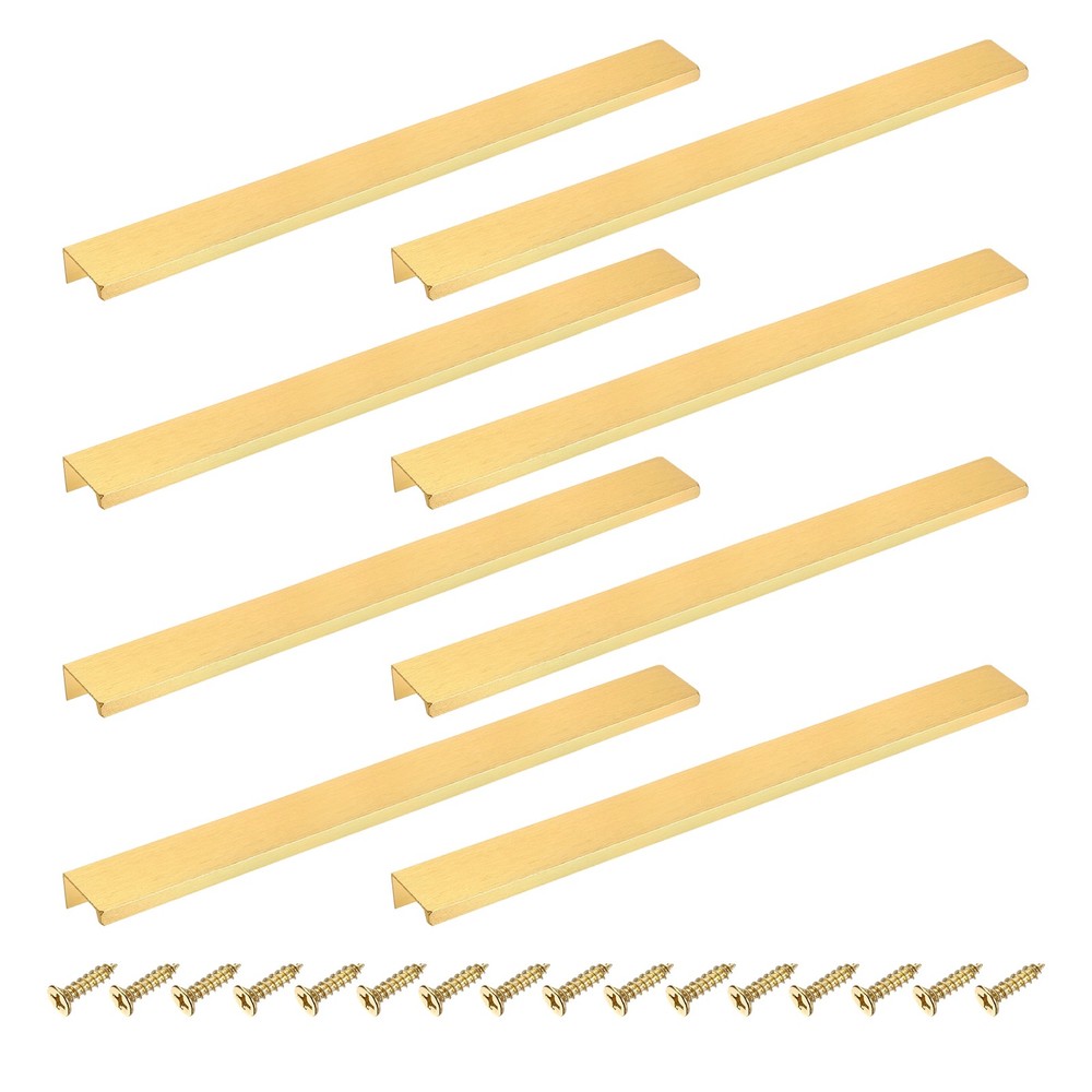Cabinet Edge Finger Pull, 8pcs 300mm / 11.81" Hidden Cabinet Pulls, Gold