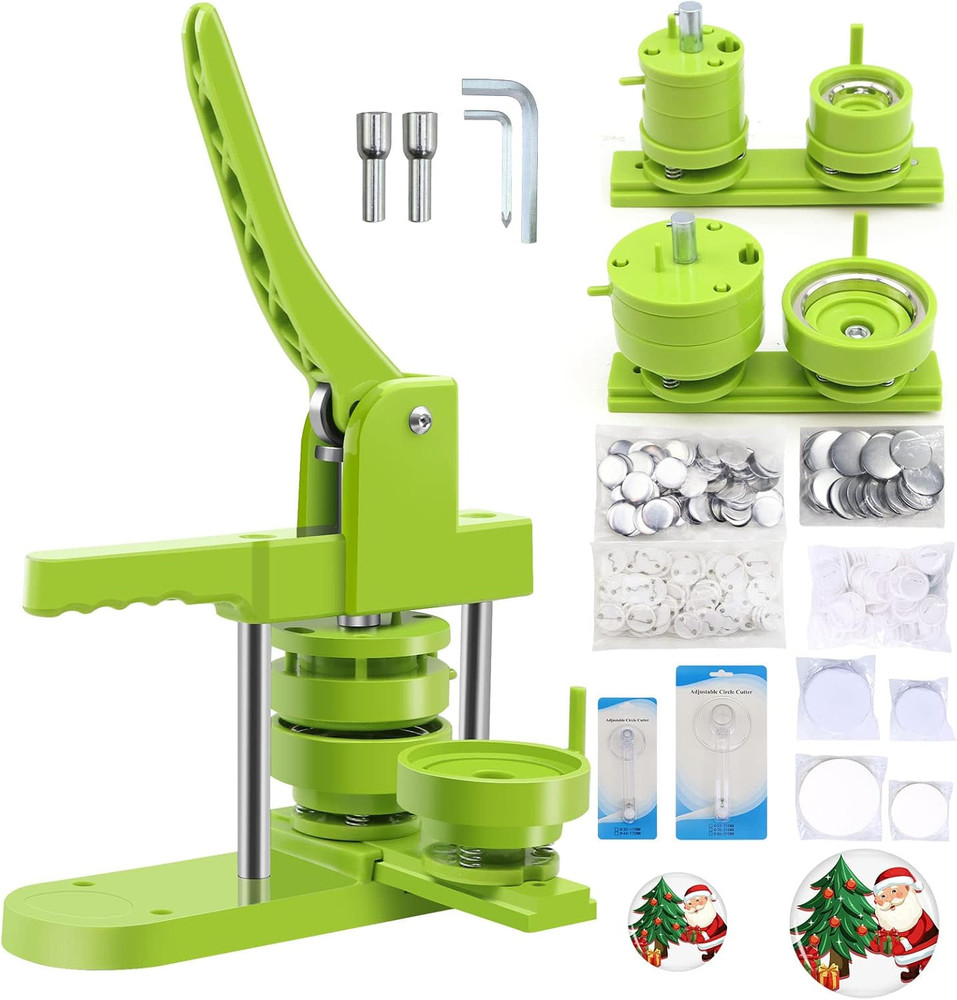 Button Maker Machine - Multiple Sizes 1.25In+2.25In, Kit for DIY Gifts, Button P