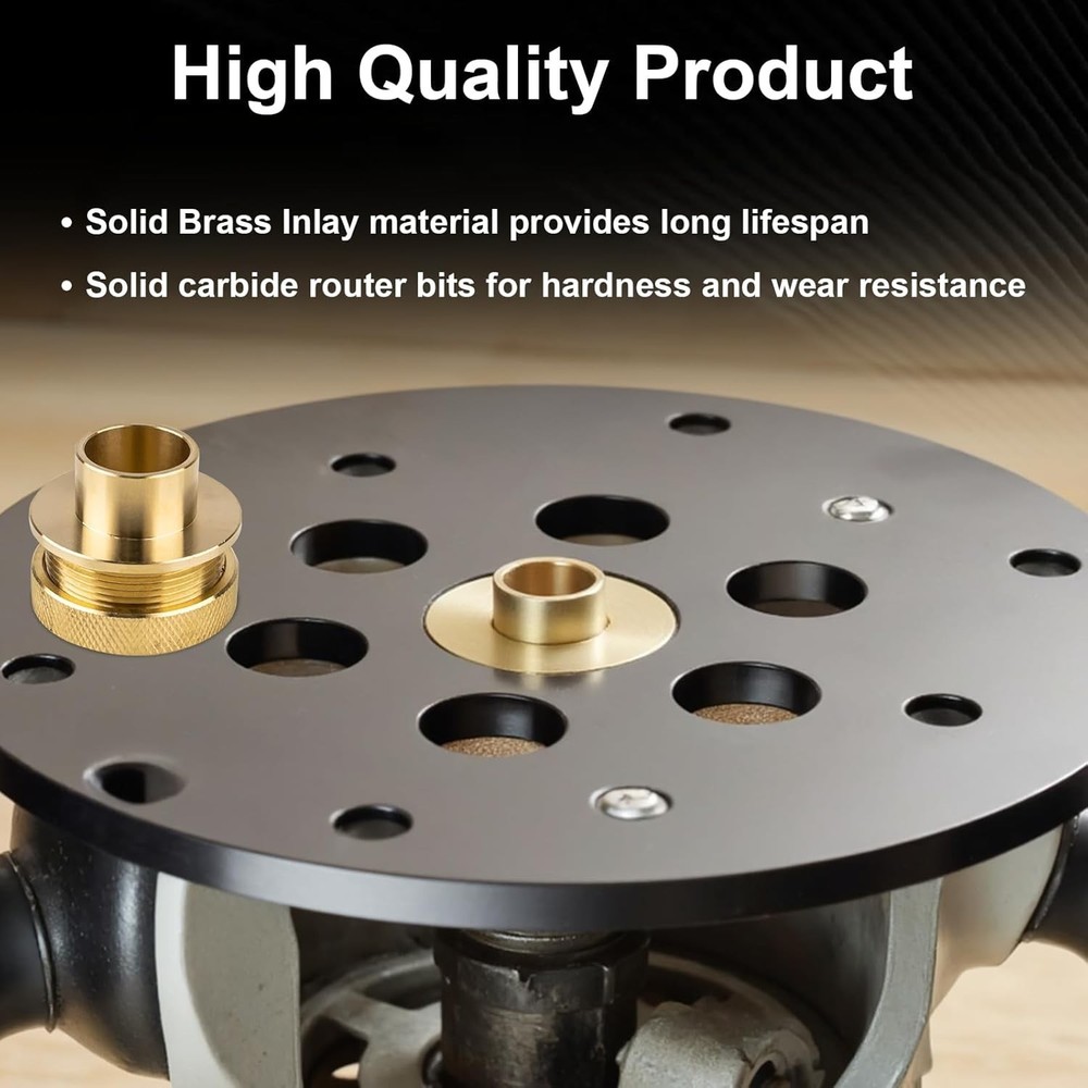 11Pcs Brass Router Bushing Guide Set, Router Template Guide with Lock Nut Ada.