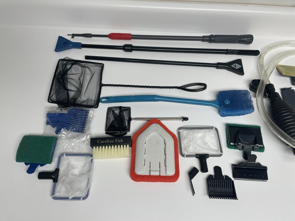 24pc Multifunction Aquarium Cleaning Tools Set - Siphon, Scrubbers, Nets, etc
