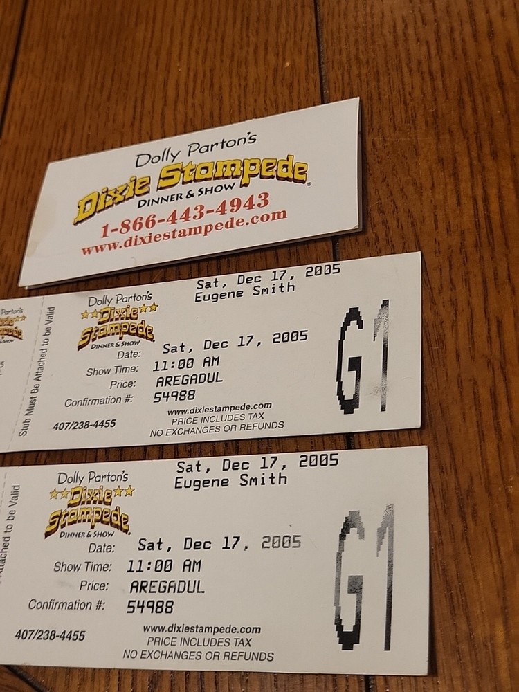 2 Dolly Parton's Dixie Stampede Tickets 2005