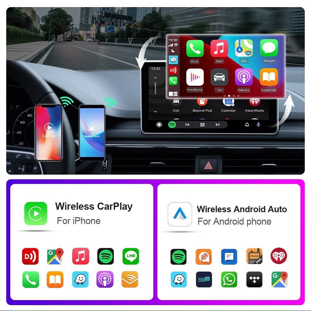 USB Wireless CarPlay Adapter For iPhone Apple Wireless Dongle Plug ＆Play Black