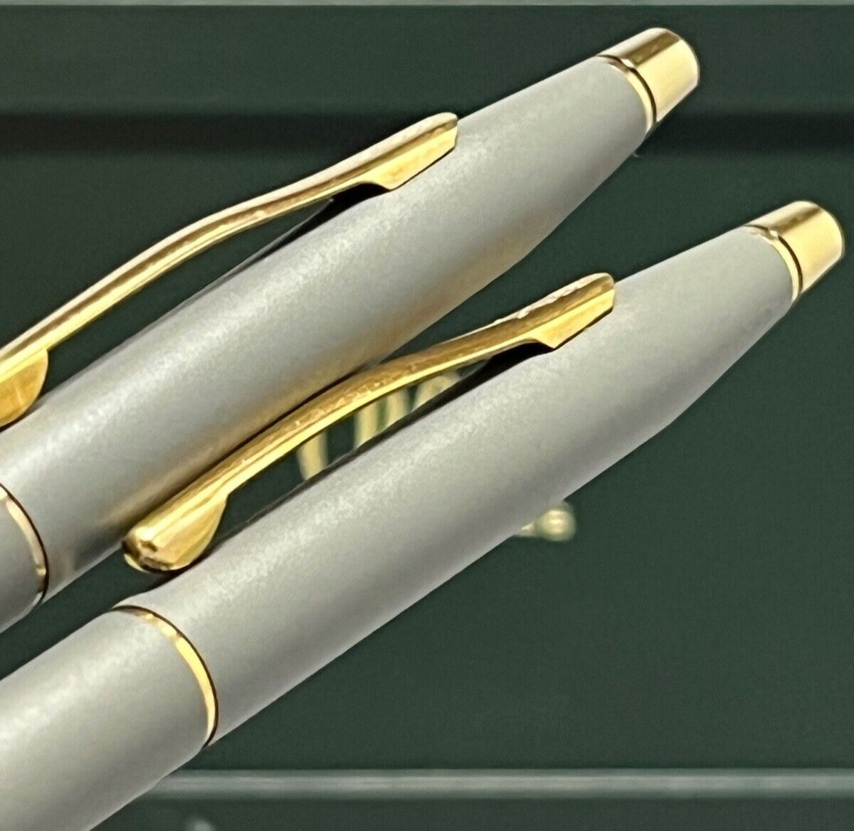 RARE Cross Matte Gray & 23K Gold Trim Pen & 0.5mm Pencil, Box, Manual