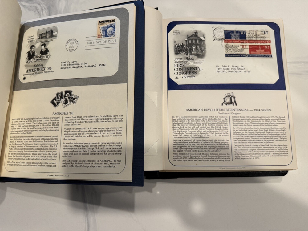 100 FDC 1970'S 1980'S US POSTAGE STAMPS 2 ALBUMS ADDRESSED PRISTINE VARIETY