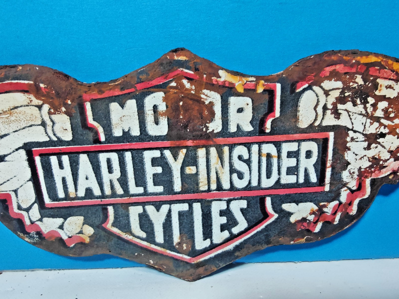 Vintage Harley Davidson Motor cycle Porcelain Enamel Bar Sign 10" x 3" Inches