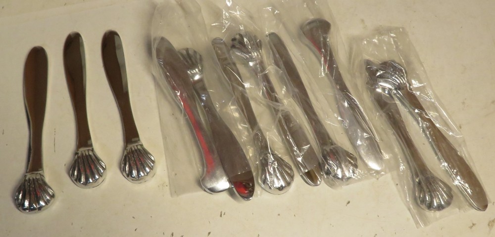 11 Pc Seashell Cheese Server Set Spatula Stir Stick Unknown Serving Lot 5" Set