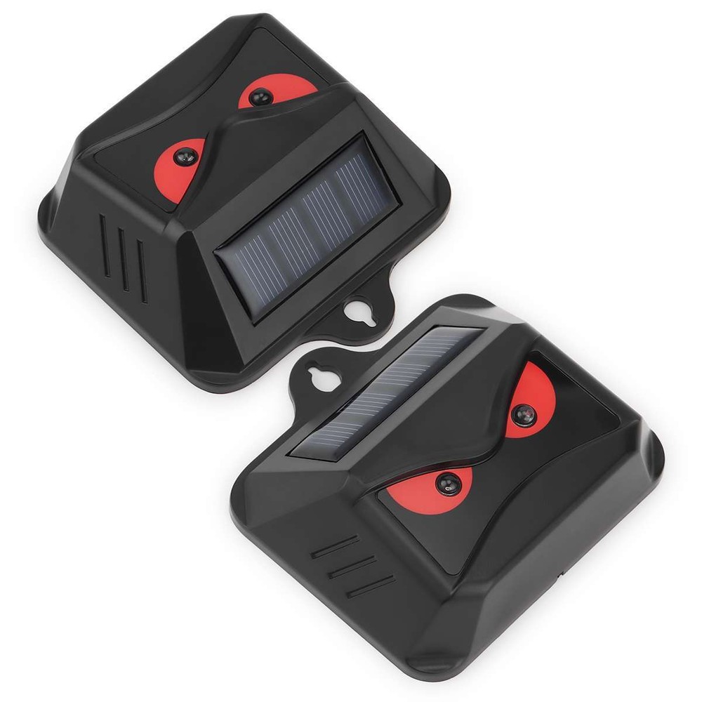 2X Solar Rechargeable Waterproof Animal Repeller with Strobe LED Light Nighttime