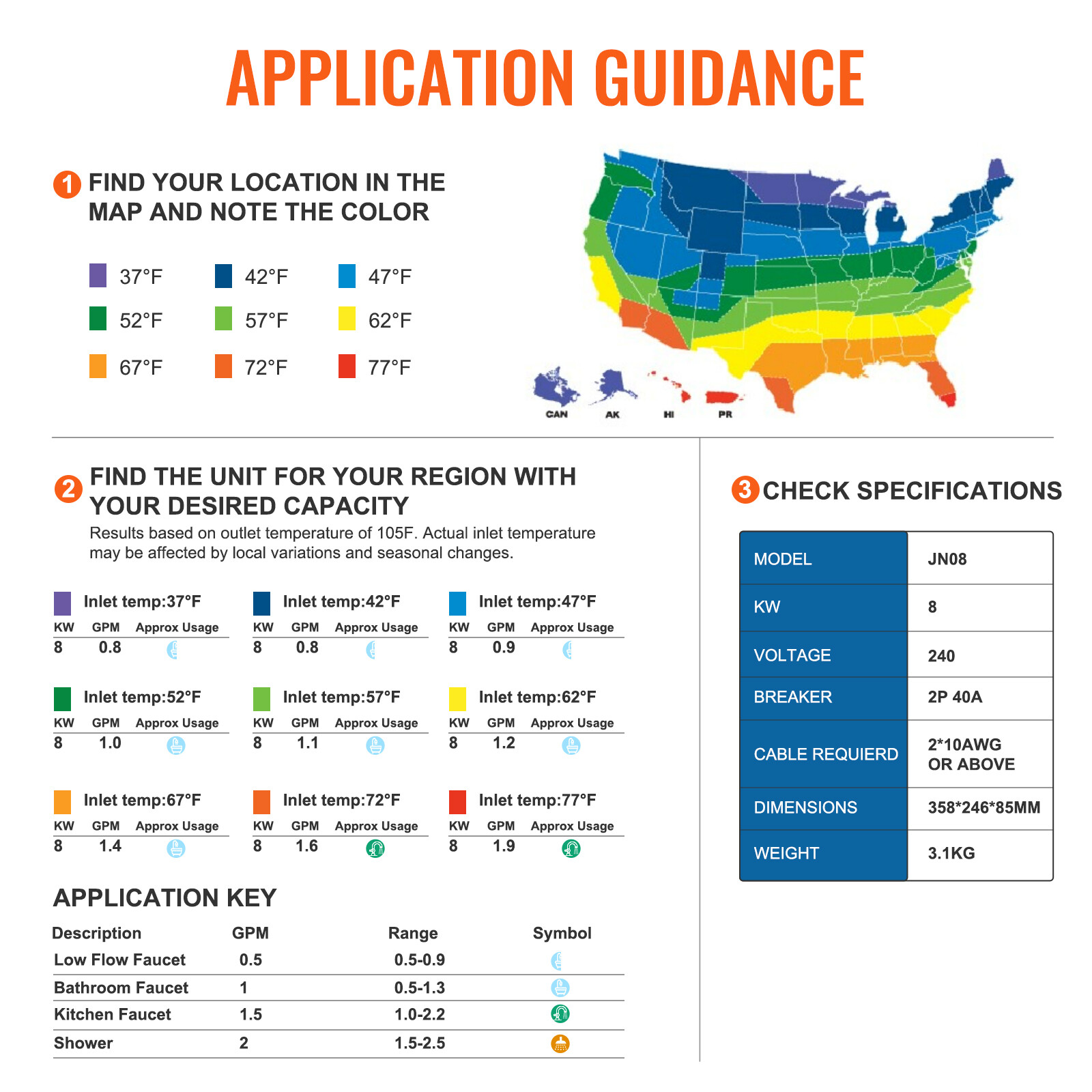 VEVOR 8KW Instant Hot Water Heater Electric Tankless On Demand Shower Boiler