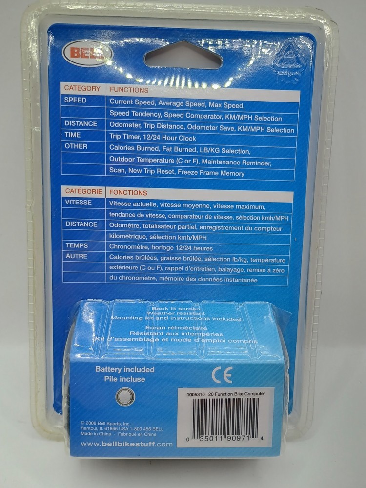 Bell Cyclocomputer with Calorie Counter Bell Cycling Computer 20 function