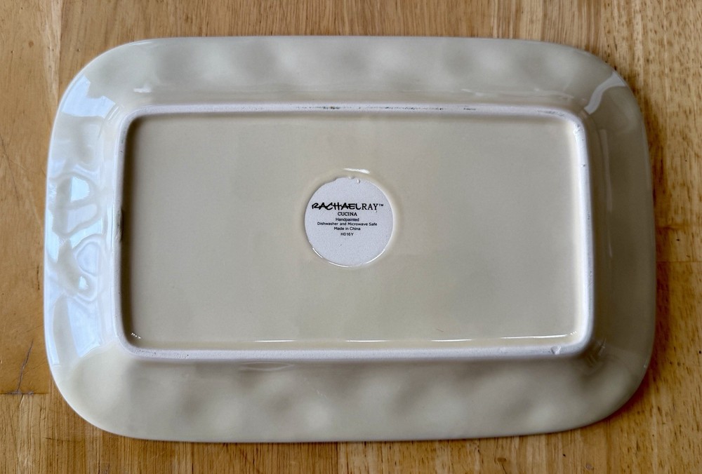 Rachael Ray Cucina Almond Cream Rectangular Serving Platter NEW