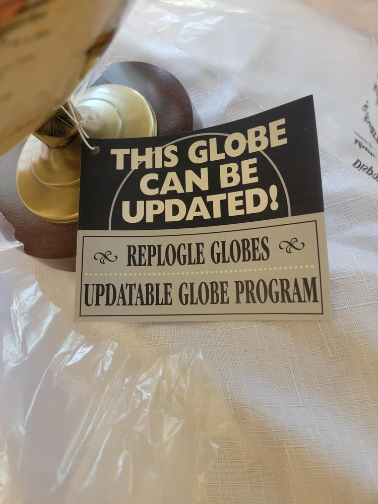 Replogle Globes 12" World Globe Updatable Program Brass Wood Base New in Box