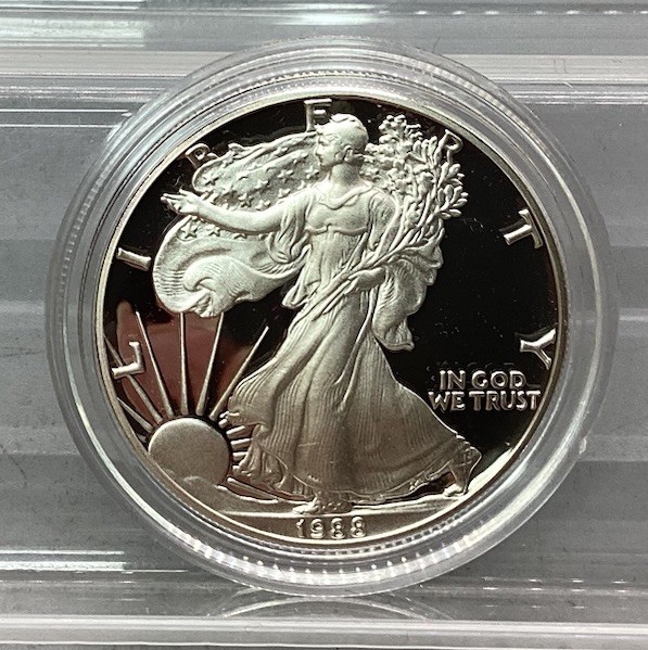 1988 S American Proof Silver Eagle - With Box & CoA