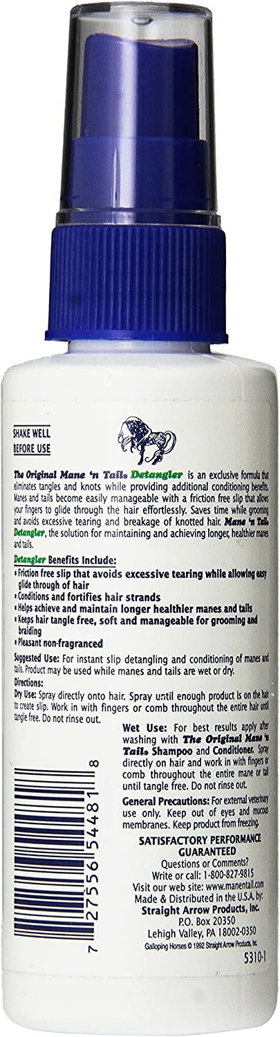 Straight Arrow Mane N Tail Equine Detangler Spray Non-Sticky 4-Ounce - 2 Pack