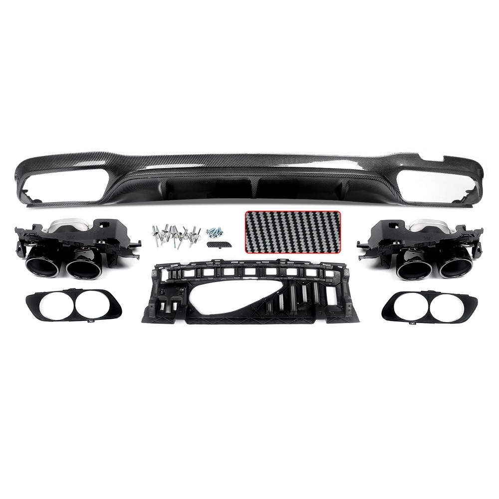 E53 Style Rear Diffuser Lip w/ Exhaust Tips For Benz W213 E300 E43 E53 2016-2020