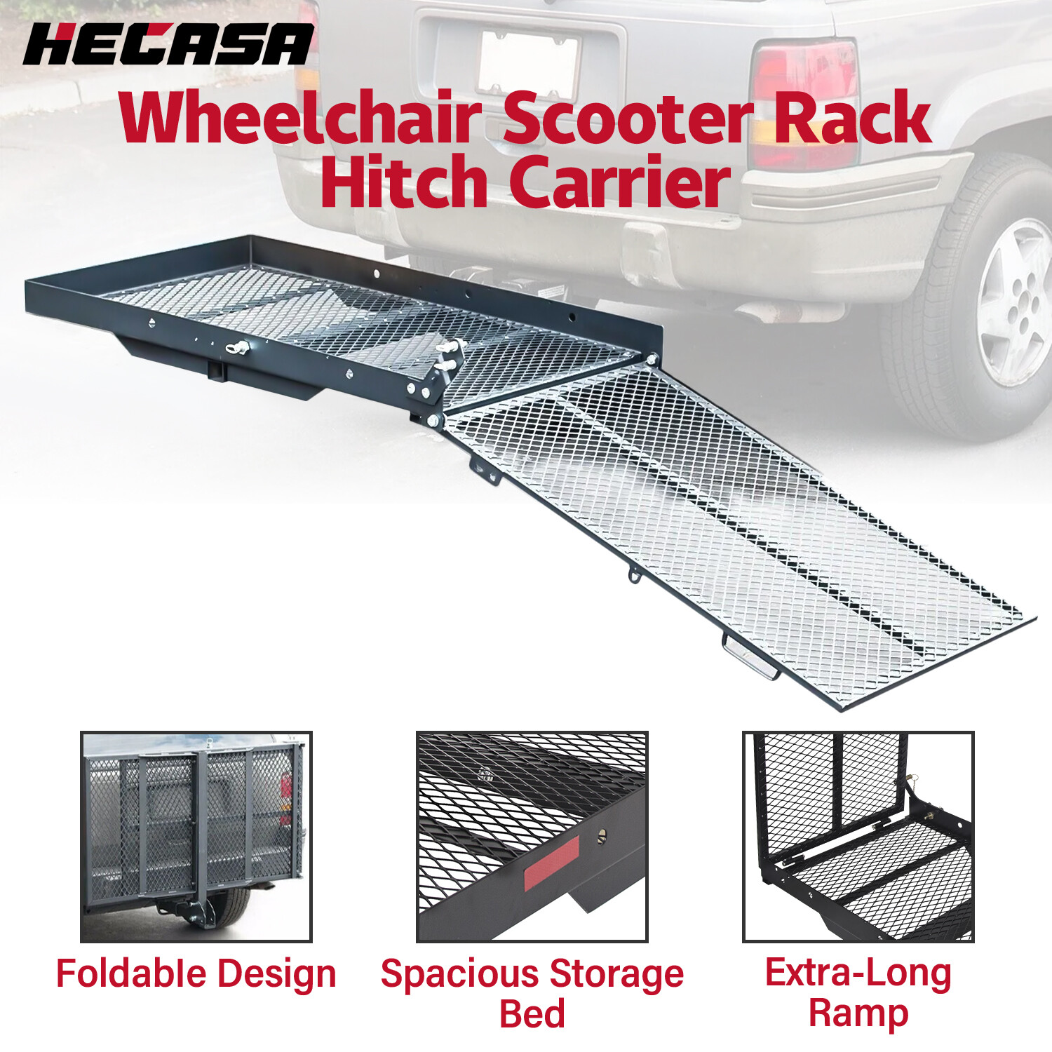 Foldable Wheelchair Scooter Carrier Mobility Disability Medical Hitch Rack Ramp
