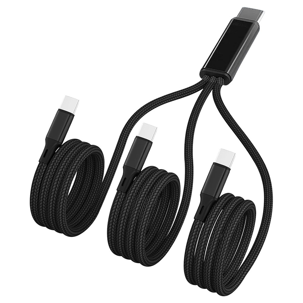 Multi USB C Cable 4FT, 3 in 1 Multiple Type C Charging,3A Splitter Black