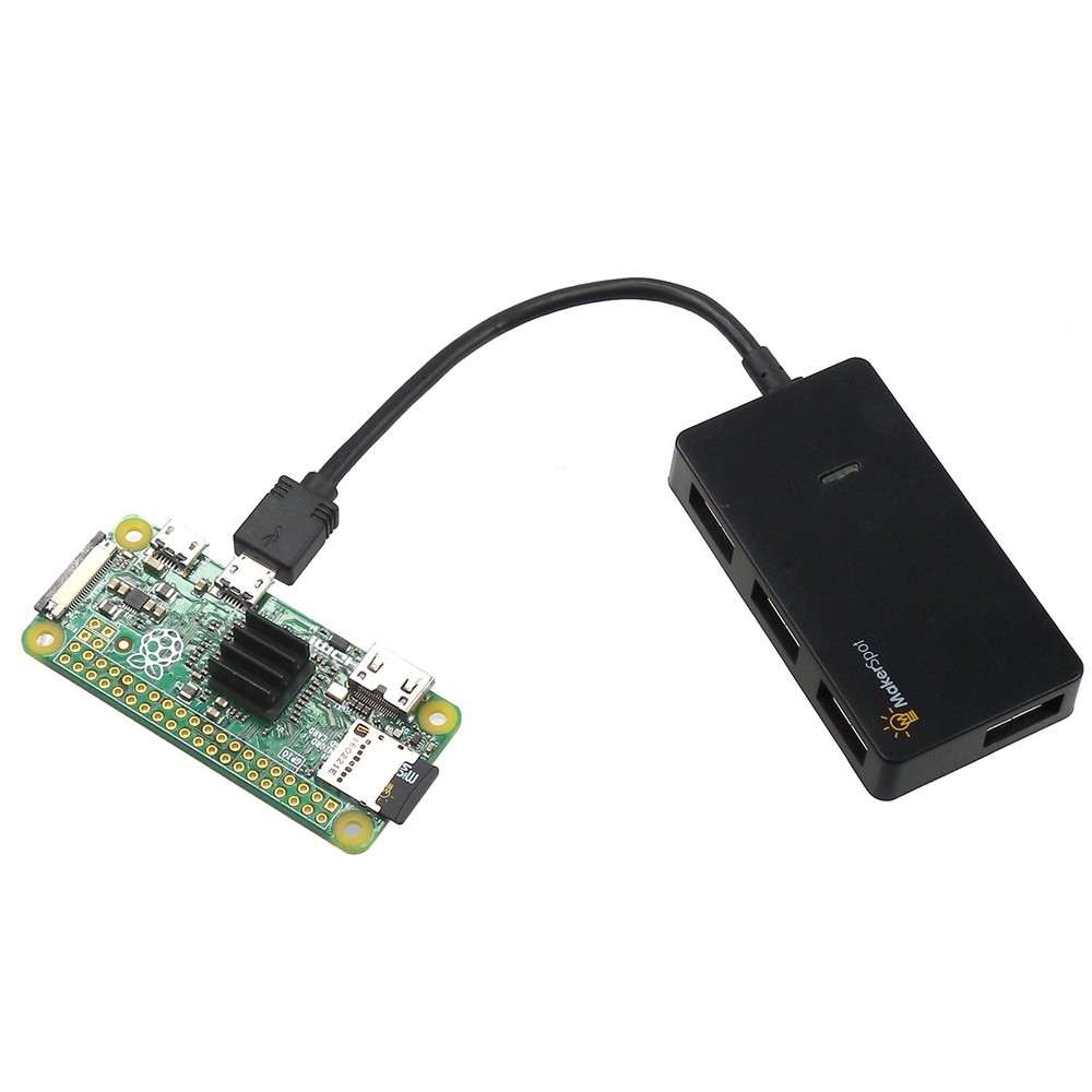 Micro USB OTG Hub for Raspberry Pi Zero 4 Port High Speed Sync Black, Silver