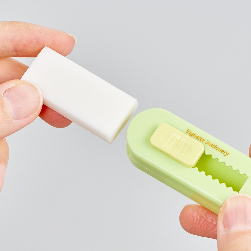 Push Slide Eraser with Extra Refill, Retractable Soft Rubber with Lock Mechanism