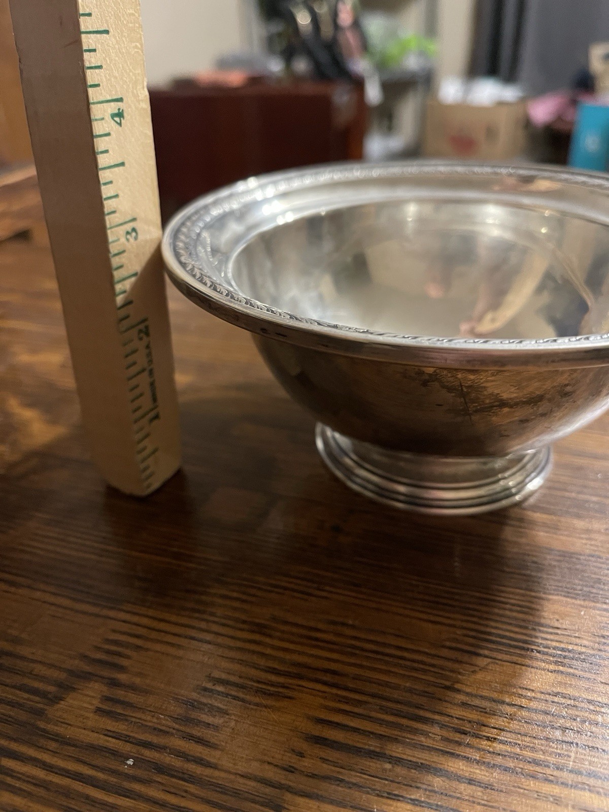 Vintage International Sterling 114 Grams Silver Footed Bowl Dish Rim Decoration