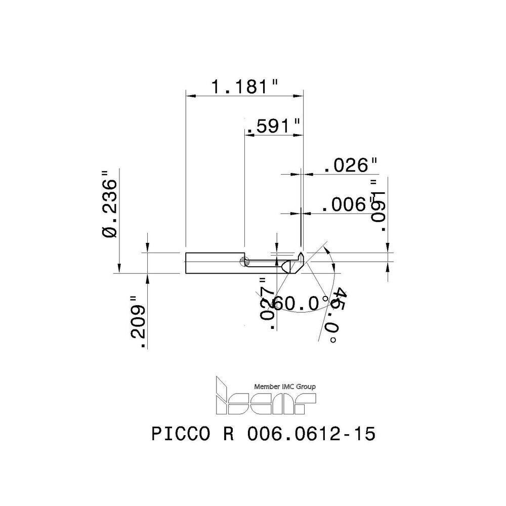Iscar 15mm Cutting Depth, 6mm Diam, Internal Thread, Solid Carbide, Single Po...