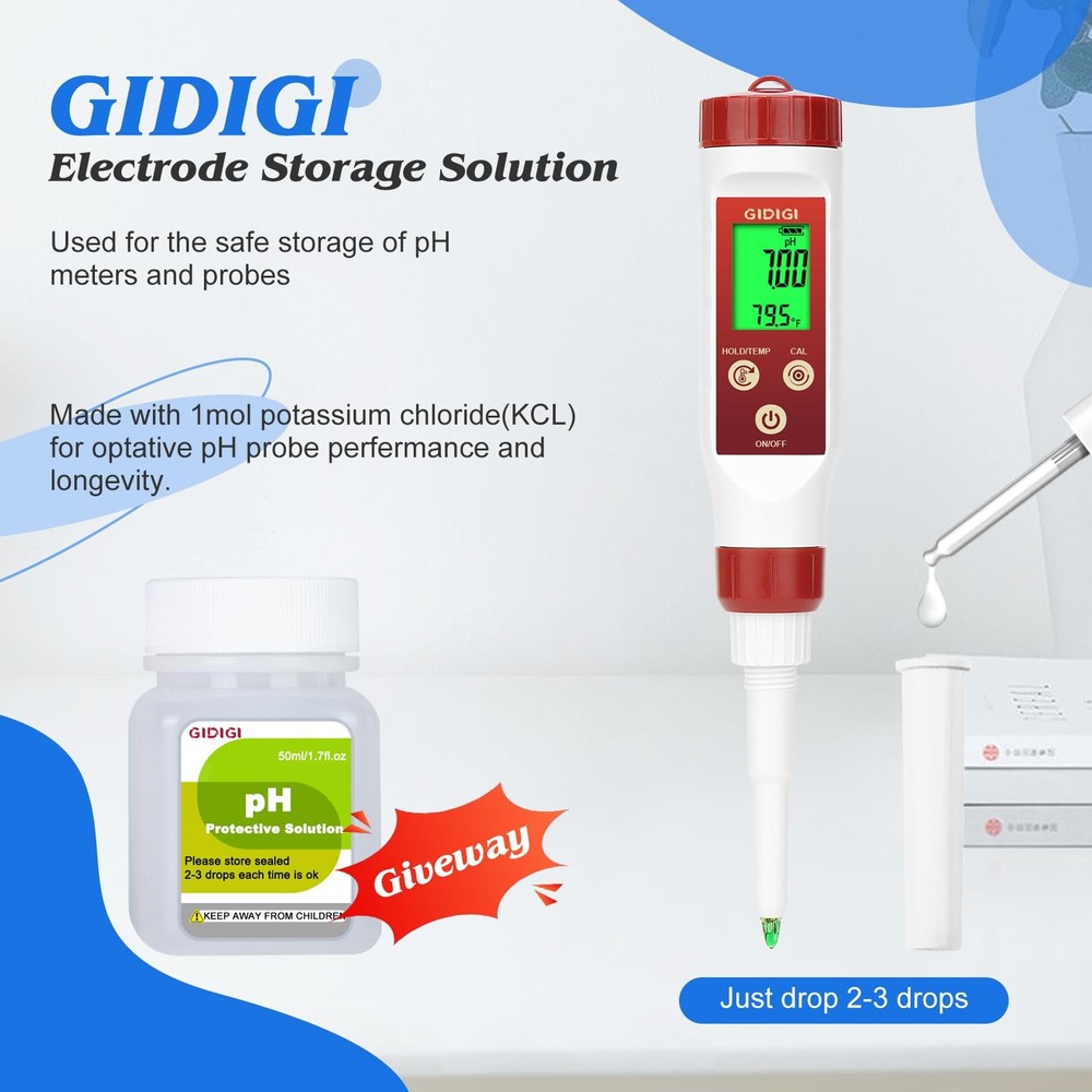 pH Calibration Solution Kit (4,7,10 Buffer Solution) & Electrode...