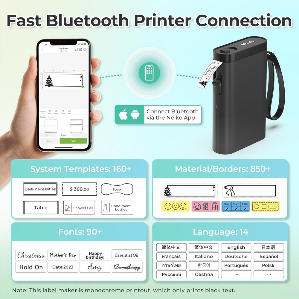 Label Maker Machine with Tape, P21 Bluetooth Label Printer with 3 Tapes & Case,