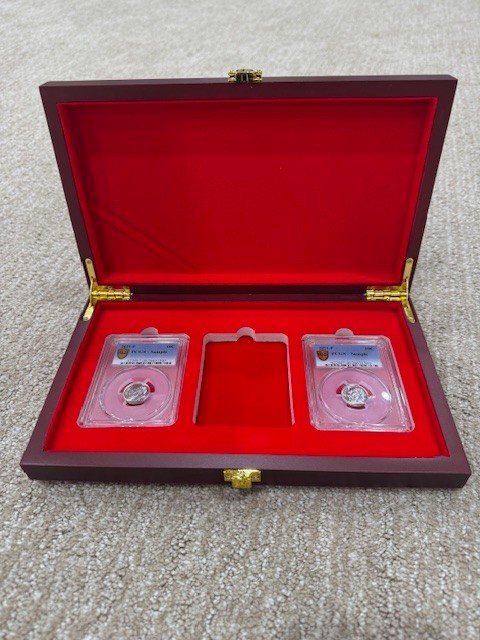 Premium Wooden 3 PCGS Coin Display Storage Box Case Collector Coin Holder PCGS