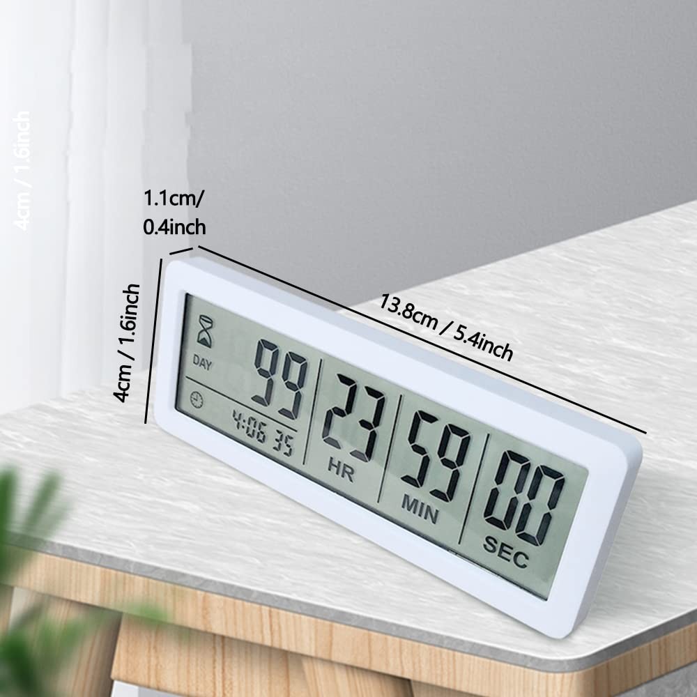 Digital Countdown Days Timer - White Upgraded Big 999 Days Count Down Clock w...