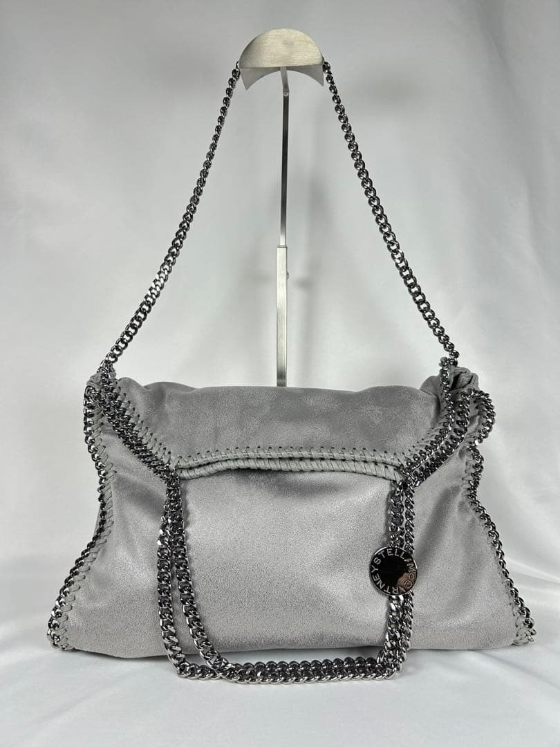 Stella Mccartney Falabella large Fold over Tote Gray Leather Shoulder bag 122611