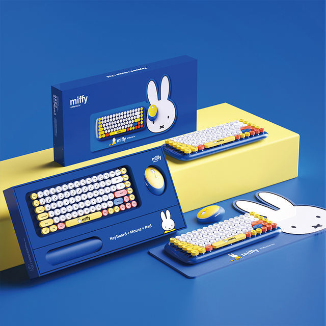 Miffy Dick Bruna Keyboard + Mouse + Mat Set Wireless Blue Yellow