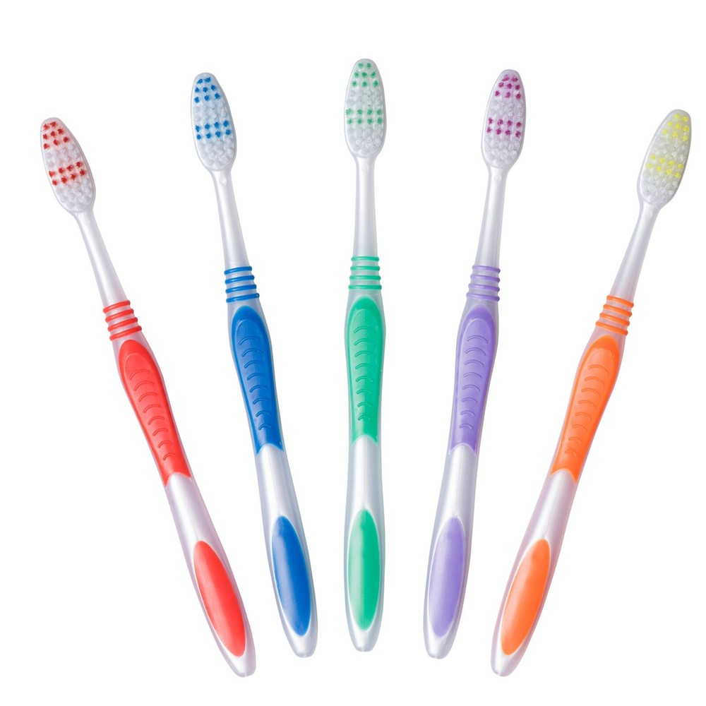 100 Bulk Toothbrushes + Caps, Individually Wrapped, Medium Soft, Multi Colors