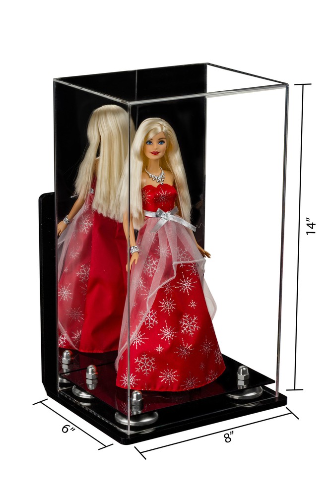 Versatile Acrylic Display Case- Box w/ Mirror,Wall Mount & Silver Risers (A092)