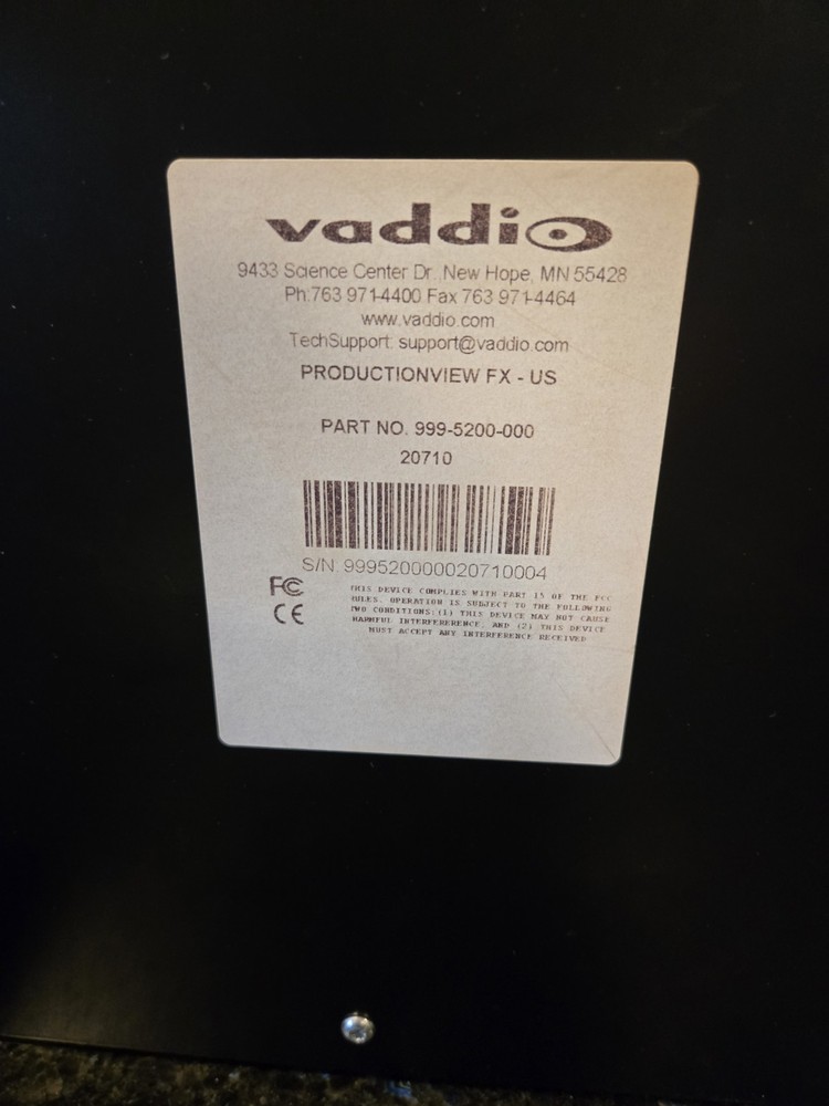 Vaddio Productionview FX Precision Camera Controller Used Untested Good...